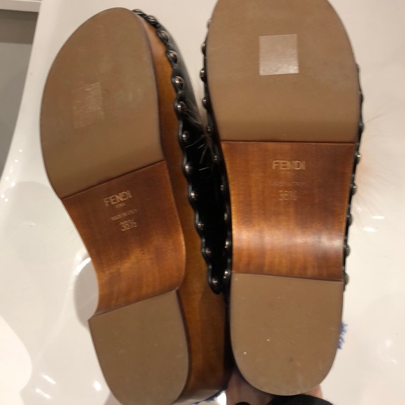 SOLD!!Fendi Fox fur shearling lined monster clogs - Picture 7 of 8